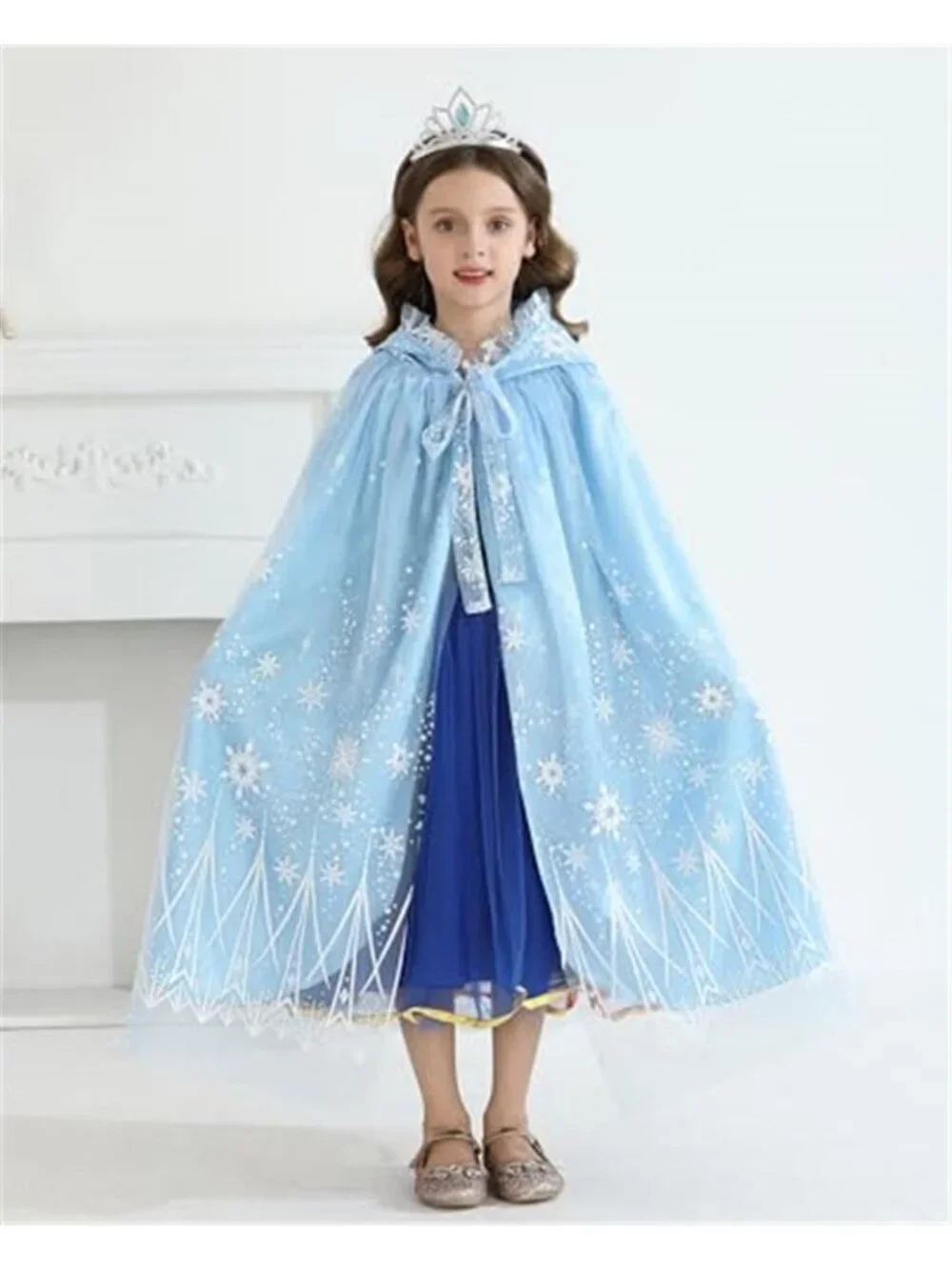 Kids Cape Snowflake Hooded Cloak Play Halloween Costume